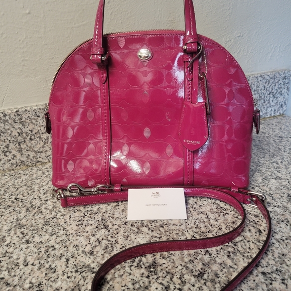 Coach Peyton Link C Embossed Leather Domed Satchel - Picture 6 of 15